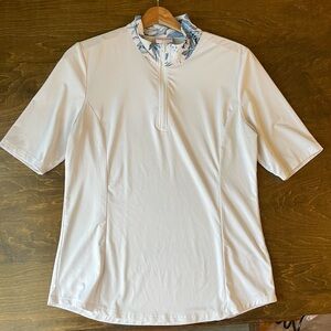 Tommy Bahama Womens Blue and White Golf Polo